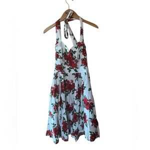 NWT Hell Bunny Vixen‎ 50s Cannes Floral Halter Swing Dress